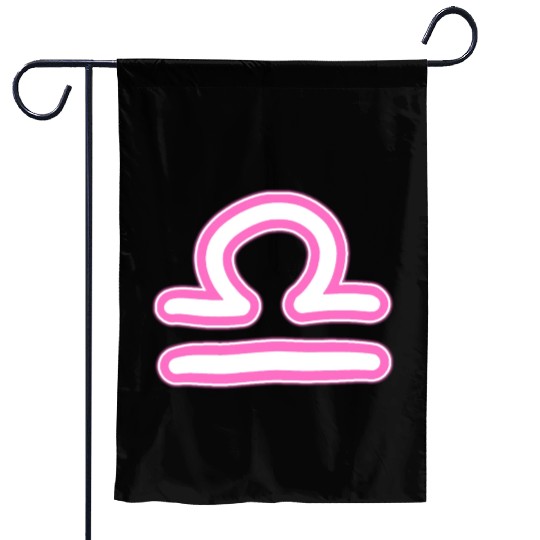 Libra Zodiac Sign Neon Pink Garden Flags