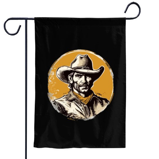 Howdy Partner! Retro Vintage Wild West Cowboy Garden Flags