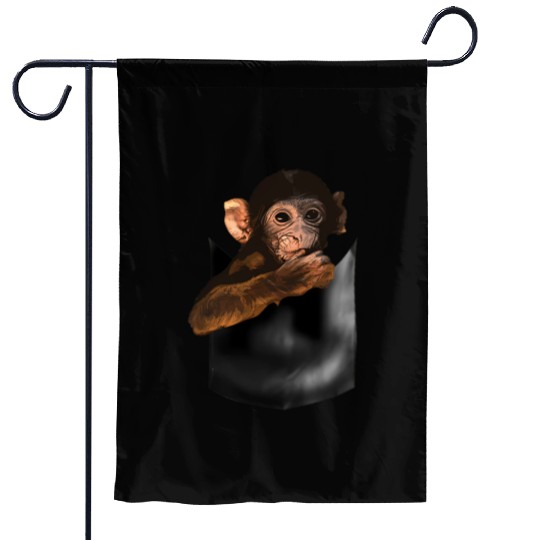 Baby Monkey In Pocket Of Monkey Garden Flags