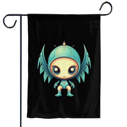 Alien Angel Wings Cyborg - Futuristic Design Garden Flags