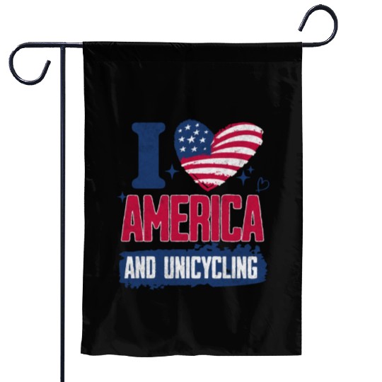 I Love America And Unicycling Garden Flags