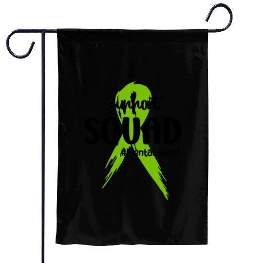 Support Squad Mental Health Awareness Lime Green Garden Flags