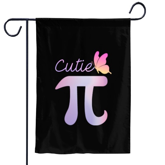 Pi Day Funny Cute Cutie Pi Pretty Math Butterfly Garden Flags