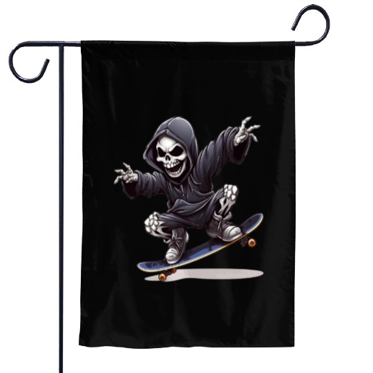 Grim Reaper Shreds the Streets: Skateboarding for Garden Flags