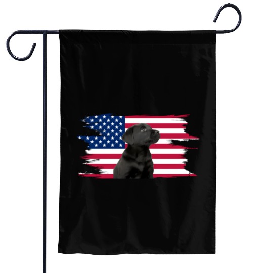 American Flag Dog Black Lab Puppy Garden Flags