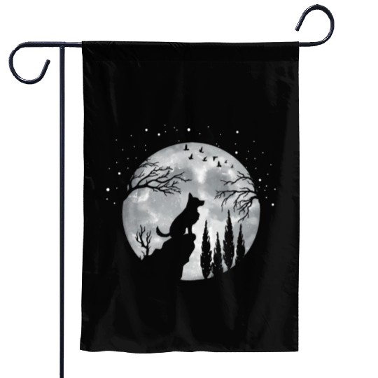 German Shepherd Dog Full Moon At Night German Shep Garden Flags