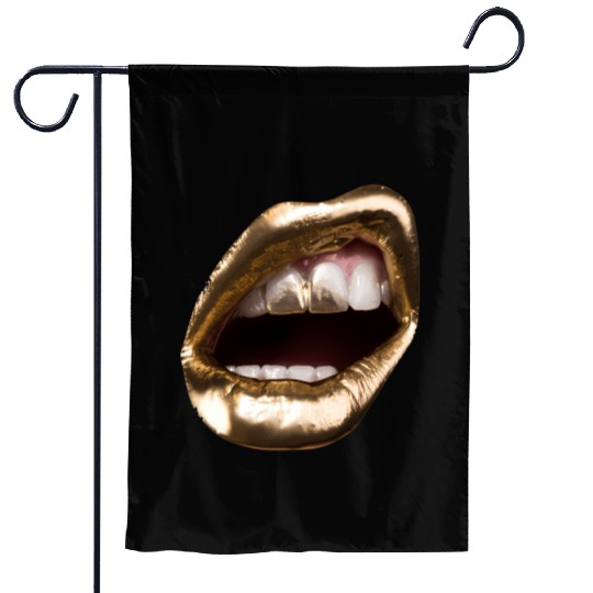 Gold Lips Mouth Lady Kiss Me Lipstick Garden Flags