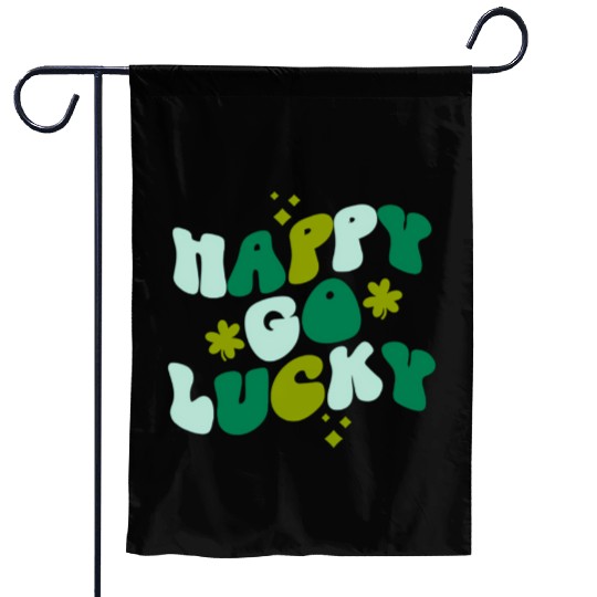 Happy Go Lucky St Patrick'S Day Shamrock Garden Flags