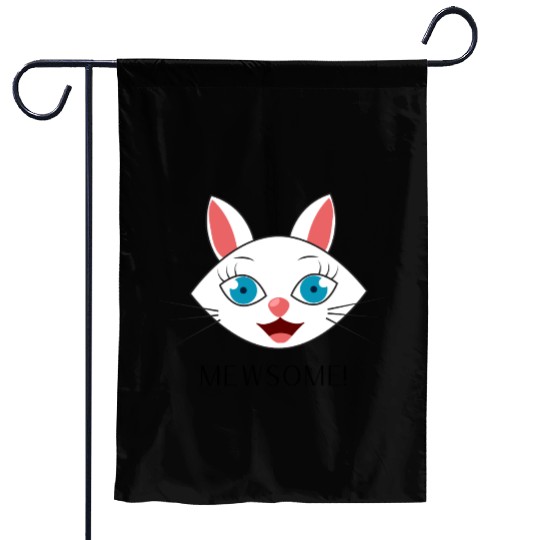 Mewsome White Cat Face Garden Flags
