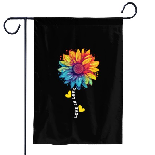 Rainbow Sunflower Love LGBT Gay Lesbian Pride Pun Garden Flags