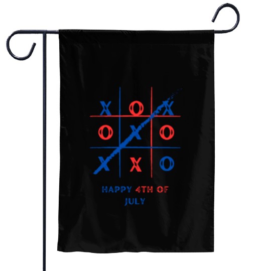 Tic Tac Toe 4th of July Garden Flags