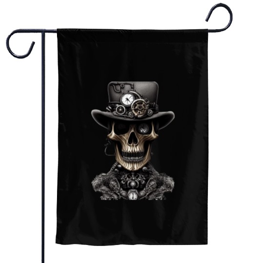 Hyper-Realistic-Fantasy-Smoking-Skull-Graphic Garden Flags