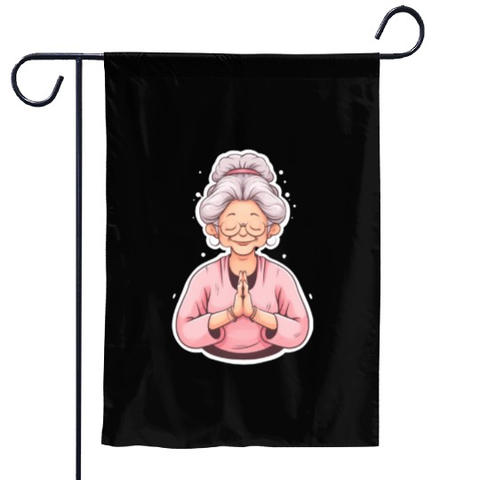Yoga Grandma Garden Flags