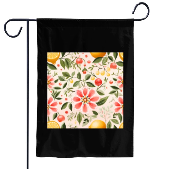 Lemon Pink Floral Detailed Summer Collection 03 Garden Flags