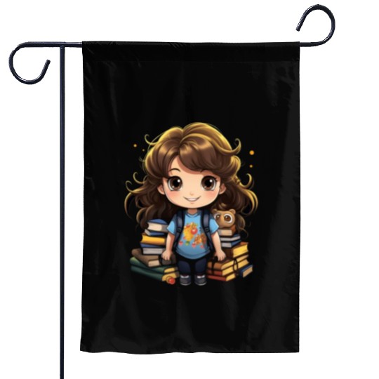 Back to School Pre-K Kindergarten Student Chibi Garden Flags