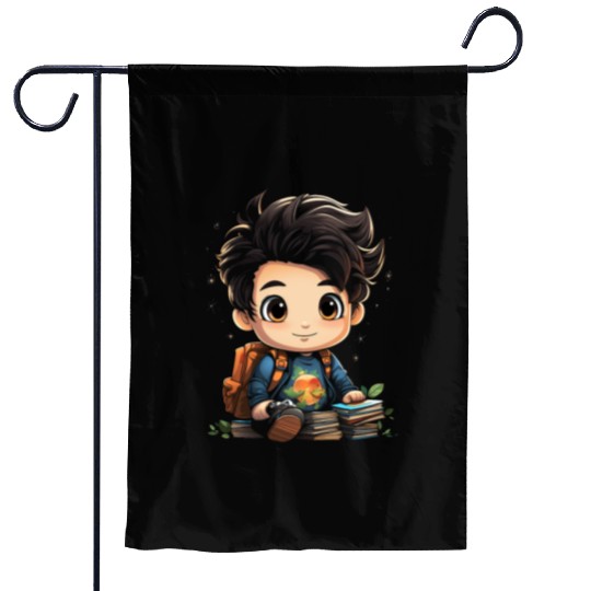 Back to School Pre-K Kindergarten Student Chibi Garden Flags