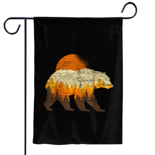 Full Moon Trees Wildlife Forest Bear Lover Garden Flags