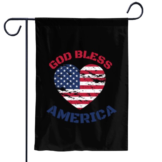 God Bless America, Heart Flag Shape. Garden Flags