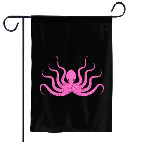 Menace Octopus Neon Pink Garden Flags