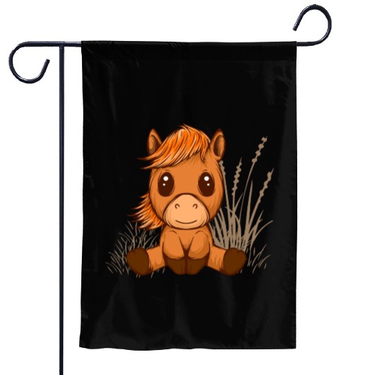 kawaii cute chibi horse Garden Flags