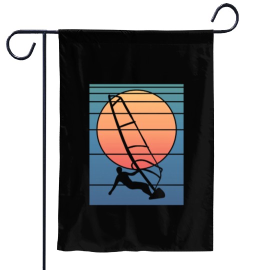 Retro Sunset Windsurfing Garden Flags