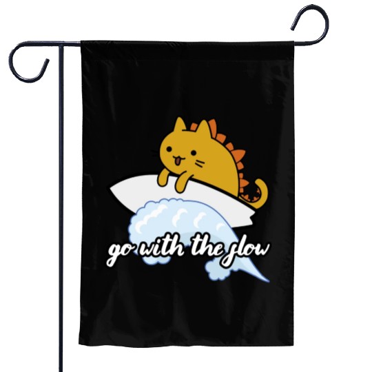 Catzilla Surfer Surf Lover Go With The Flow Garden Flags