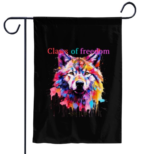 Lone Wolf in Multicolor Garden Flags