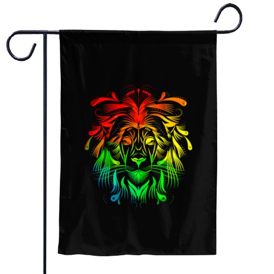 Geometrical Lion Garden Flags