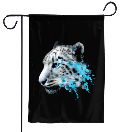 Watercolor Snow Panther Leopard Artsy Watercolour Garden Flags