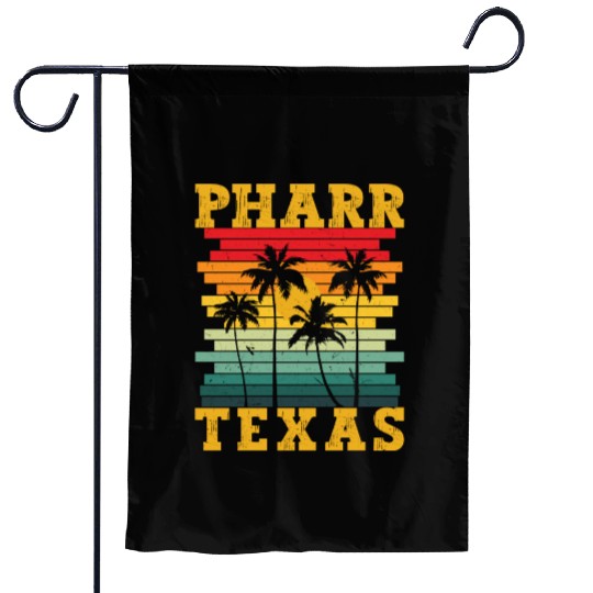 Retro Pharr Texas Tx Tropical Summer Palm Trees Us Garden Flags