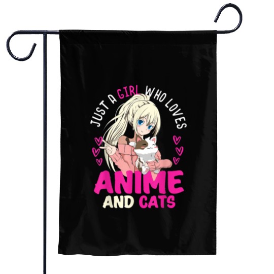Anime Otaku Cats Japanese Anime Girl Kawaii Cat Garden Flags