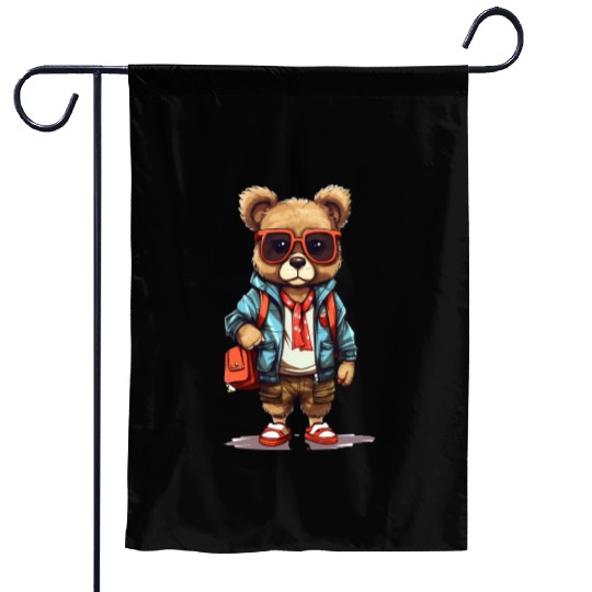 Cute Bear Cartoon Garden Flags