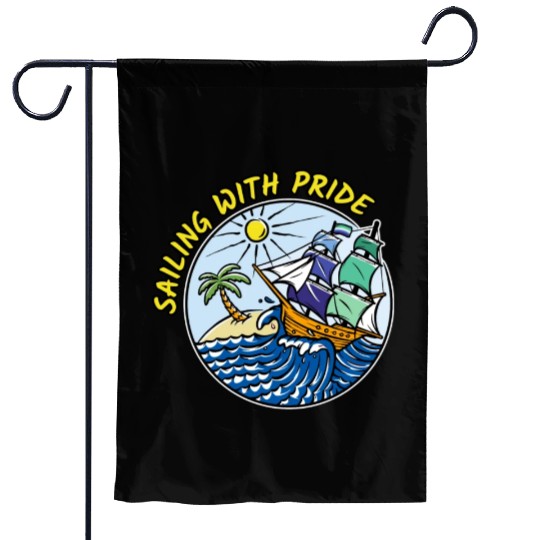 LGBTQ Sailing Ship with Gay Flag, Family Vacation Garden Flags