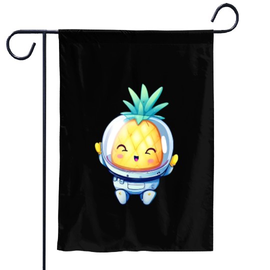 Kawaii astronauts pineapple Garden Flags