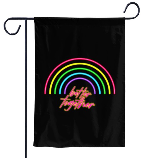 Better Together Neon Rainbow vintage Garden Flags