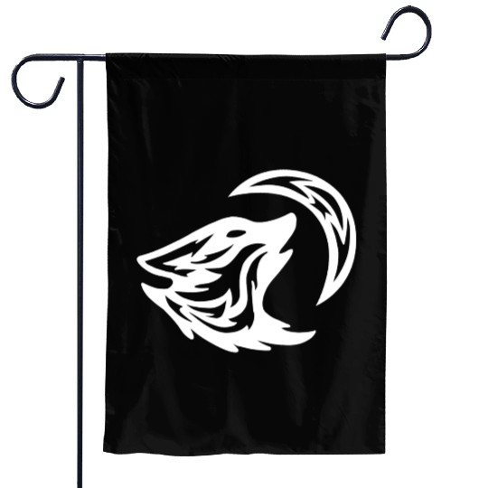 Tribal White Howling Wolf Tattoo 70s Garden Flags