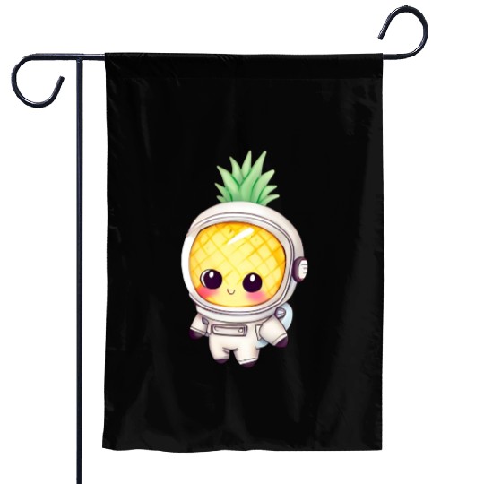 Kawaii astronauts pineapple Garden Flags
