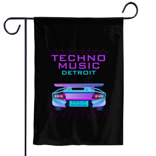 Techno Music Detroit Garden Flags