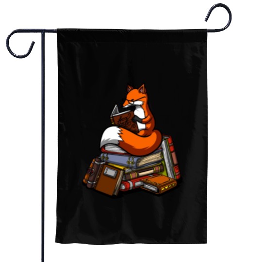 Fox Book Reading Librarian Animal Garden Flags