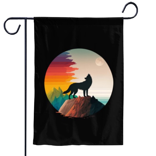 LGBTQIA+ Majestic wolf on the mountain top Garden Flags