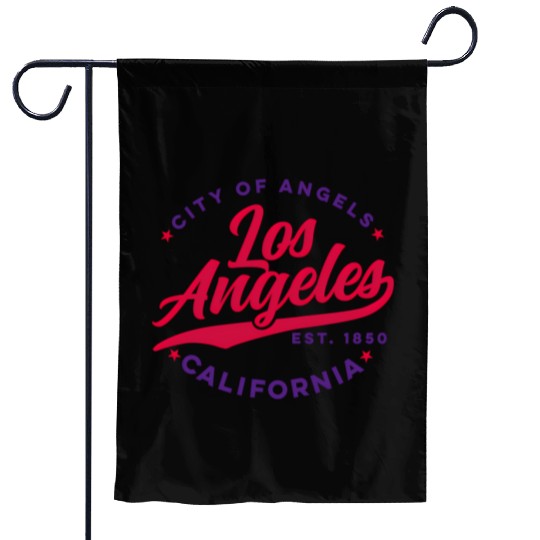 Los Angeles City Of Angels California Red Text Garden Flags