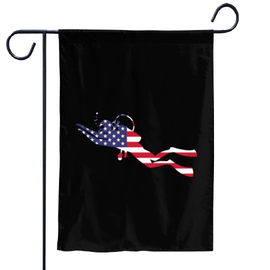 American Flag USA Diving Scuba Diver Garden Flags