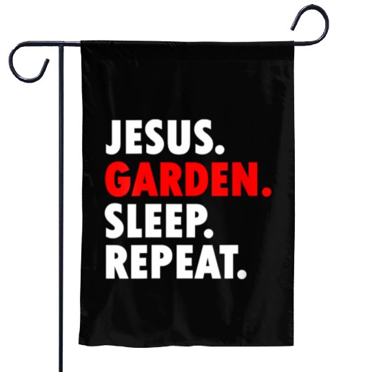 Jesus Garden Sleep Repeat - Novelty Hobby Garden Flags