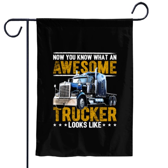 Awesome Trucker Big Rig Semi-Trailer Truck Driver Garden Flags