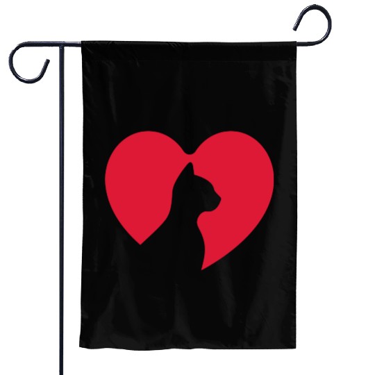signs , love , heart . cat, happy. Garden Flags