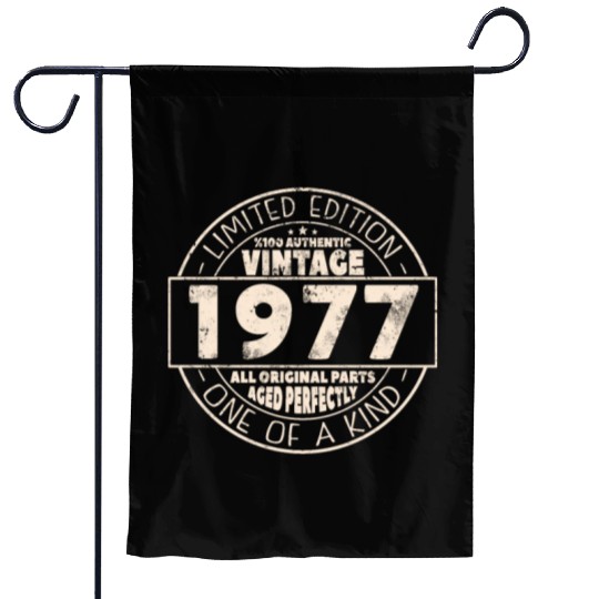 Vintage 1977 Birthday Gift Garden Flags