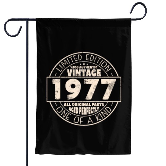 Vintage 1977 Birthday Gift Garden Flags