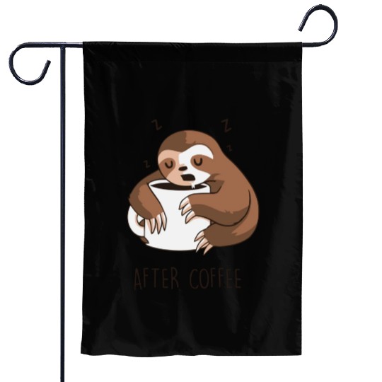 After Coffee Sloth Garden Flags