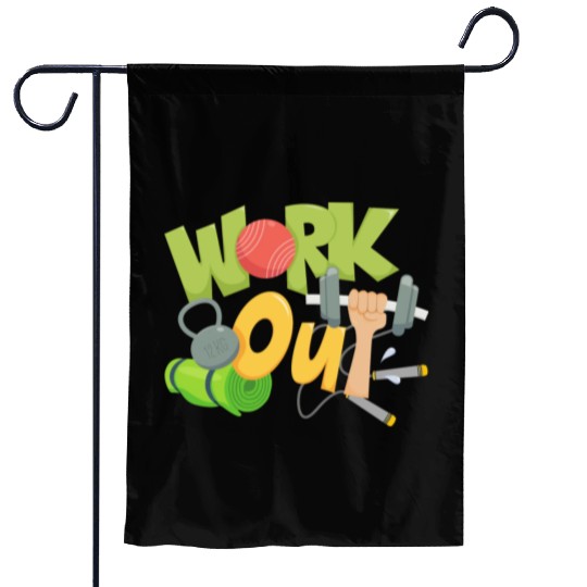 Workout Equipment Fitness Gym Garden Flags