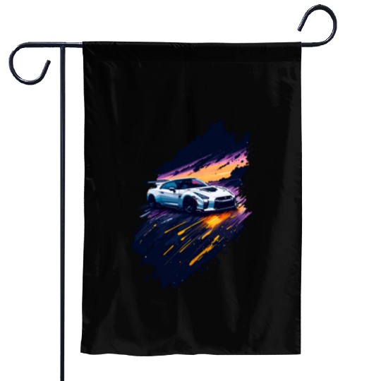 Sports car illustration Garden Flags